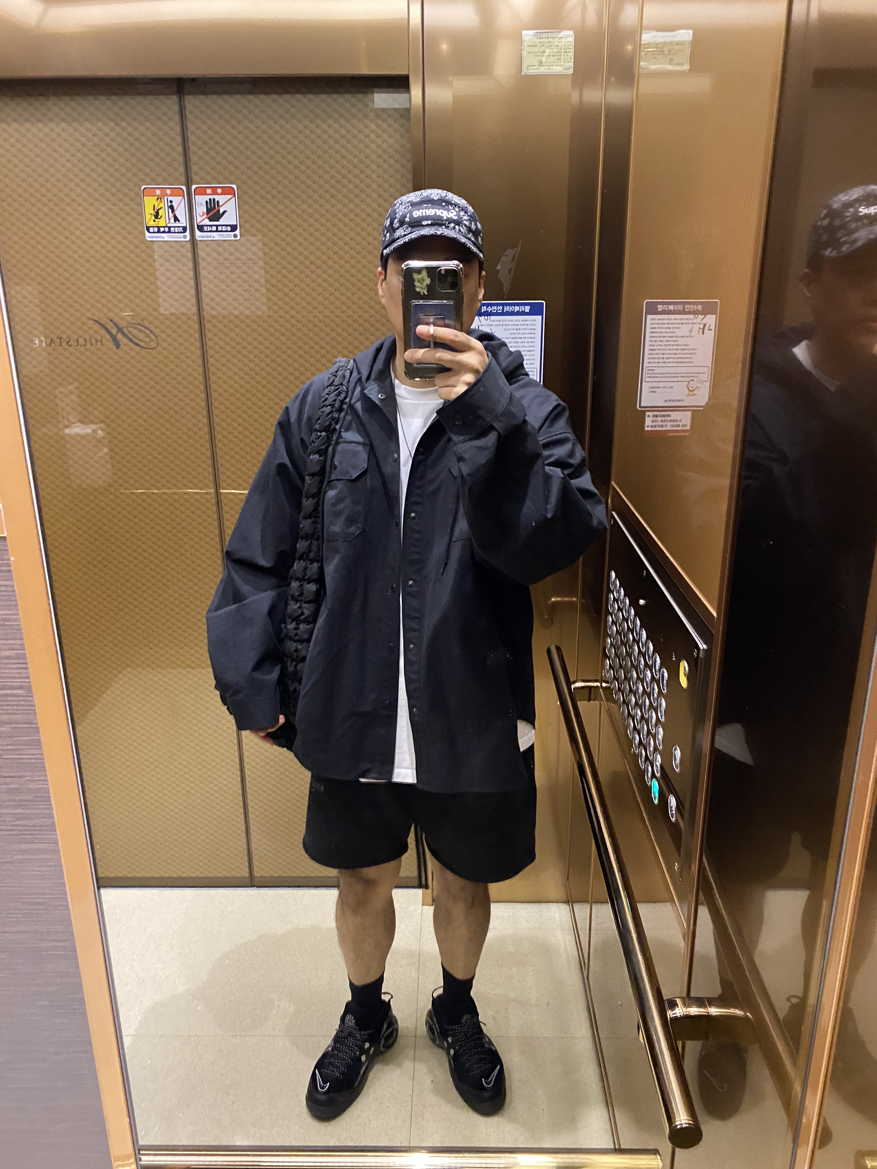Nike x Supreme Air Zoom Flight 95 SP Black, Supreme Bandana Camp Cap Black - 21SS 착용 스타일