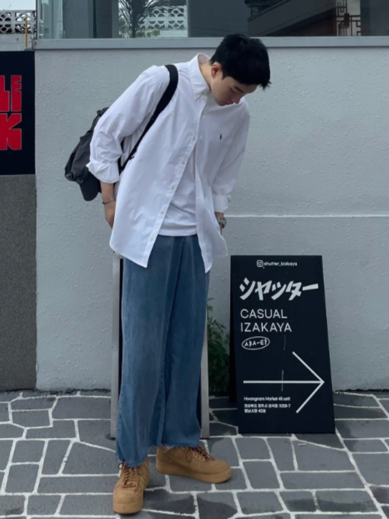 The North Face Big Shot Black, Nike Air Force 1 '07 Low White 착용 스타일 - 4