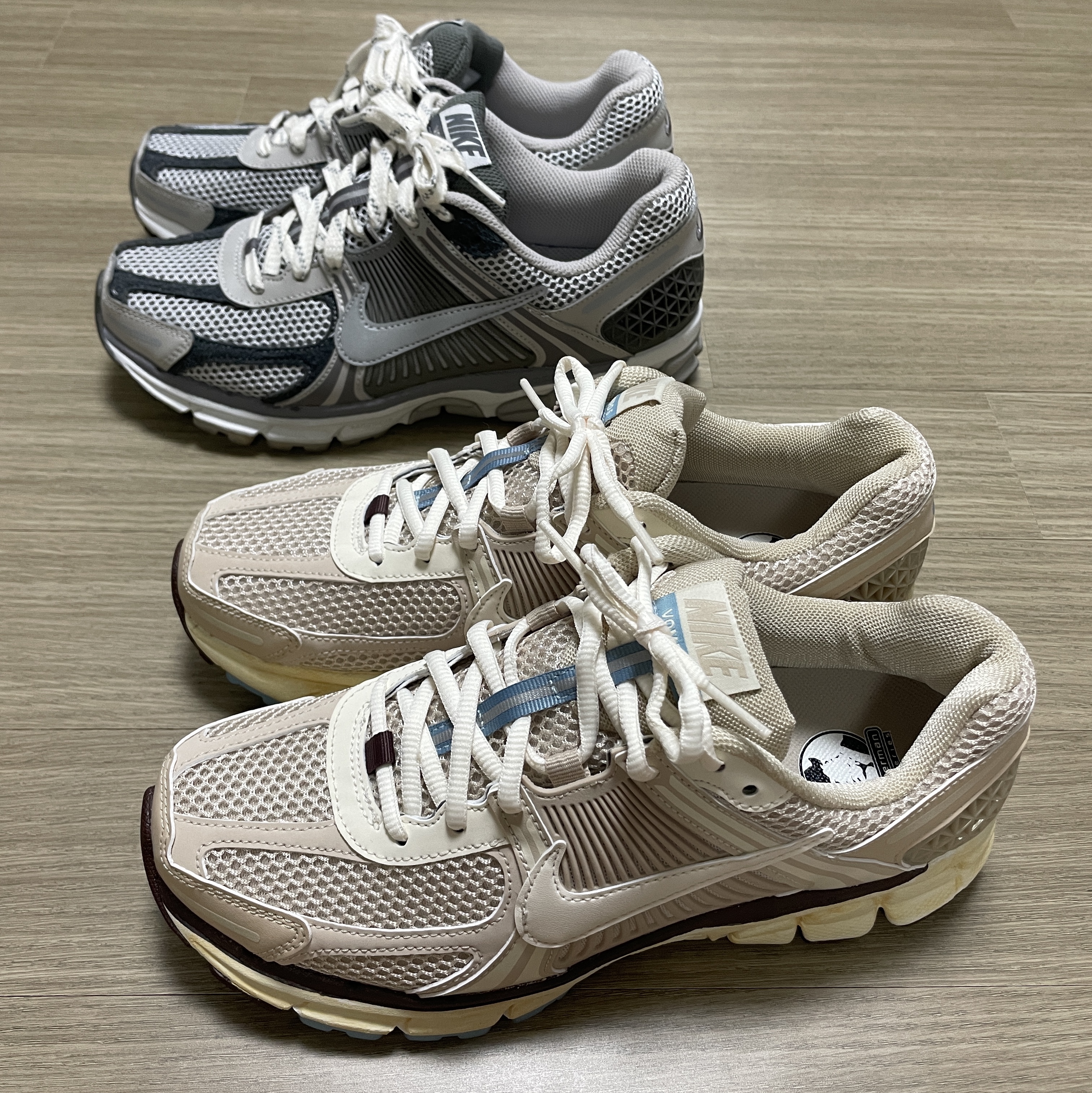 (W) Nike Zoom Vomero 5 Oatmeal, Nike Zoom Vomero 5 PRM Light Iron Ore and Flat Fewter 착용 스타일