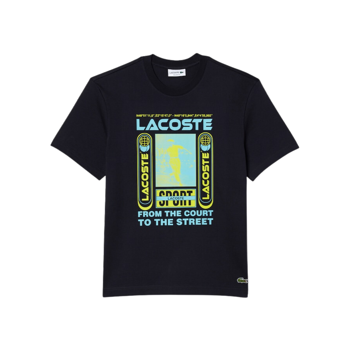 Lacoste Active Rene Print Heavy Jersey T-Shirt Navy Blue 상세 이미지 1