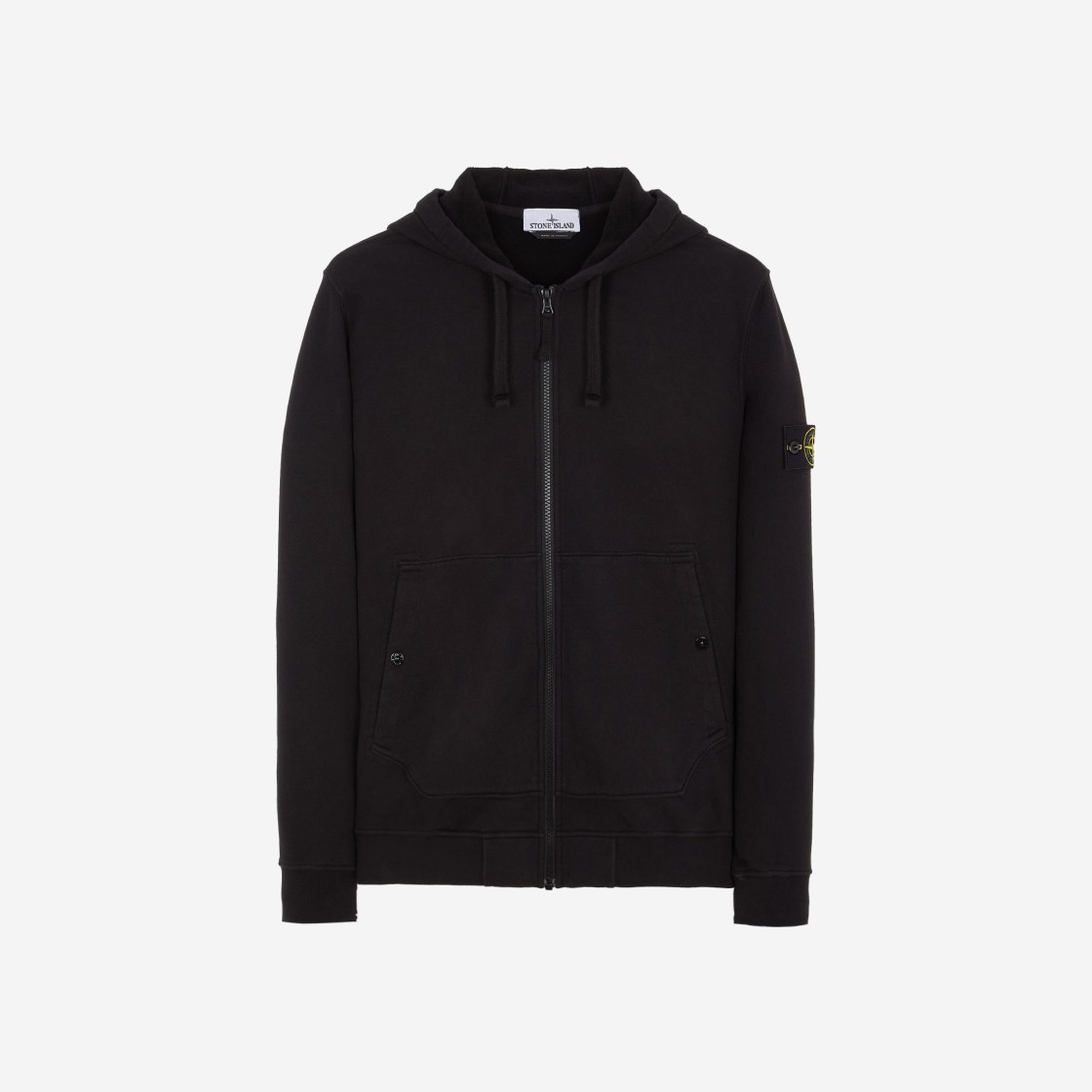 Stone Island 61620 Brushed Cotton Fleece Garment Dyed Full Zip Hooded Sweatshirt Black - 23FW 상세 이미지 1