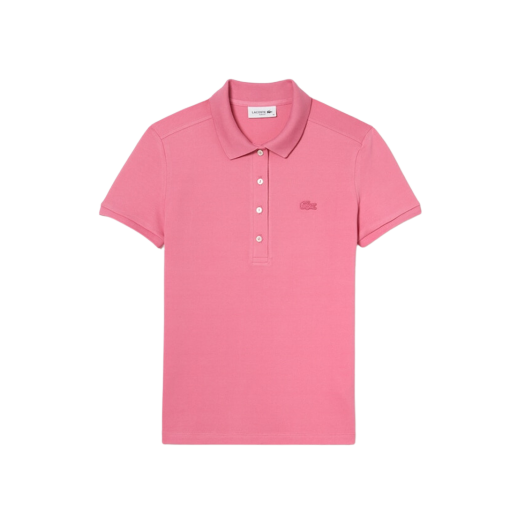 (W) 라코스테 4 버튼 슬림핏 폴로 셔츠 핑크
