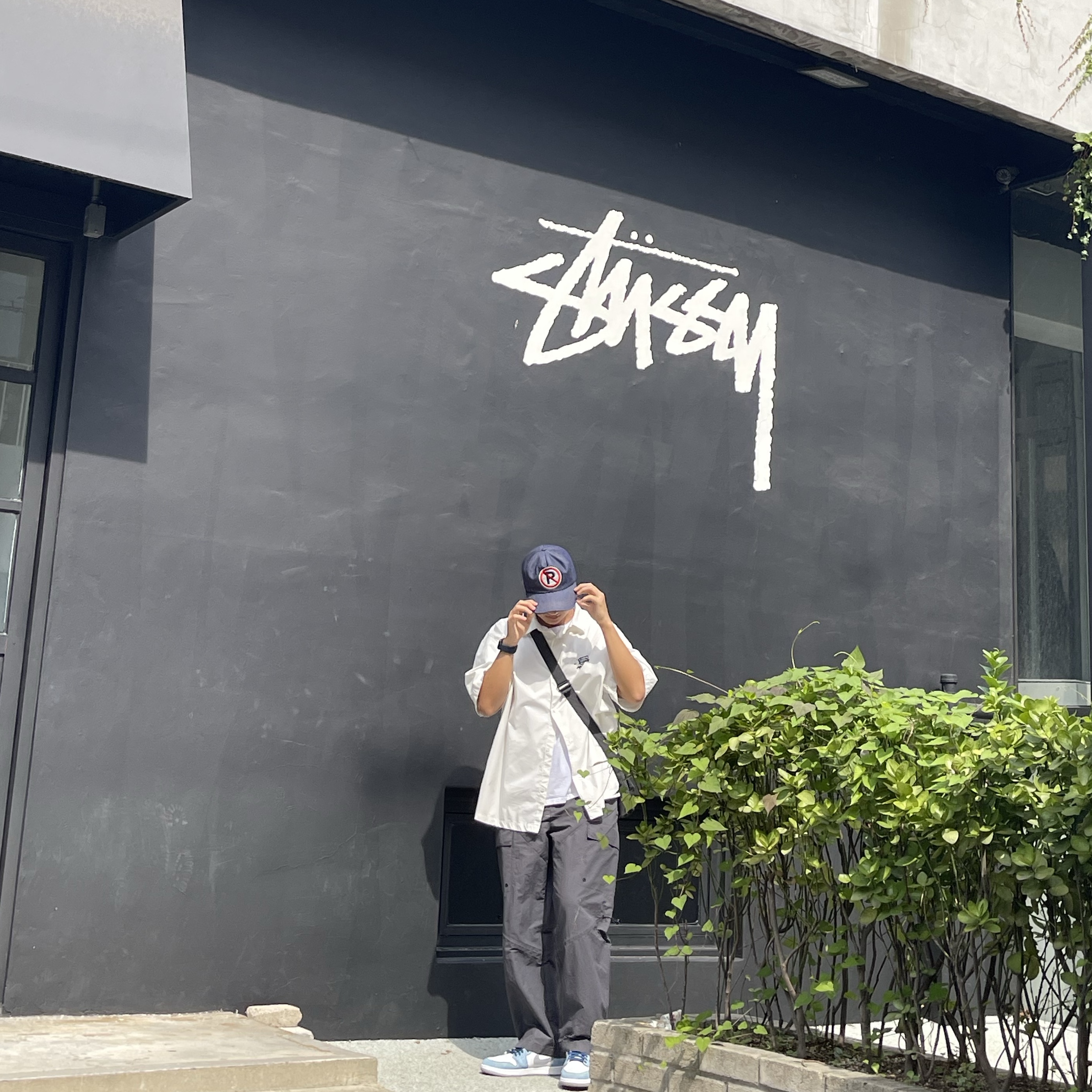 Peaceminusone 5 Panel Ball Cap #1 Blue, Jordan 1 Mid SE French Blue Fire Red 착용 스타일 - 1