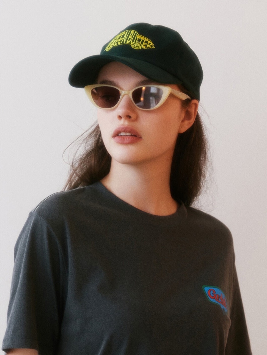 Green Butter Women Car Logo Ball Cap Dark Green 착용 스타일