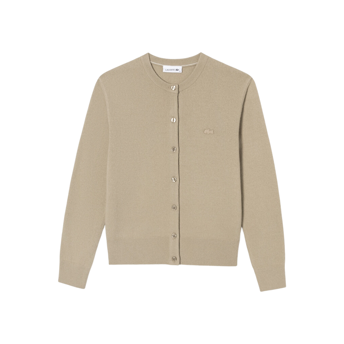 (W) Lacoste Basic Crewneck Cardigan Beige 상세 이미지 1