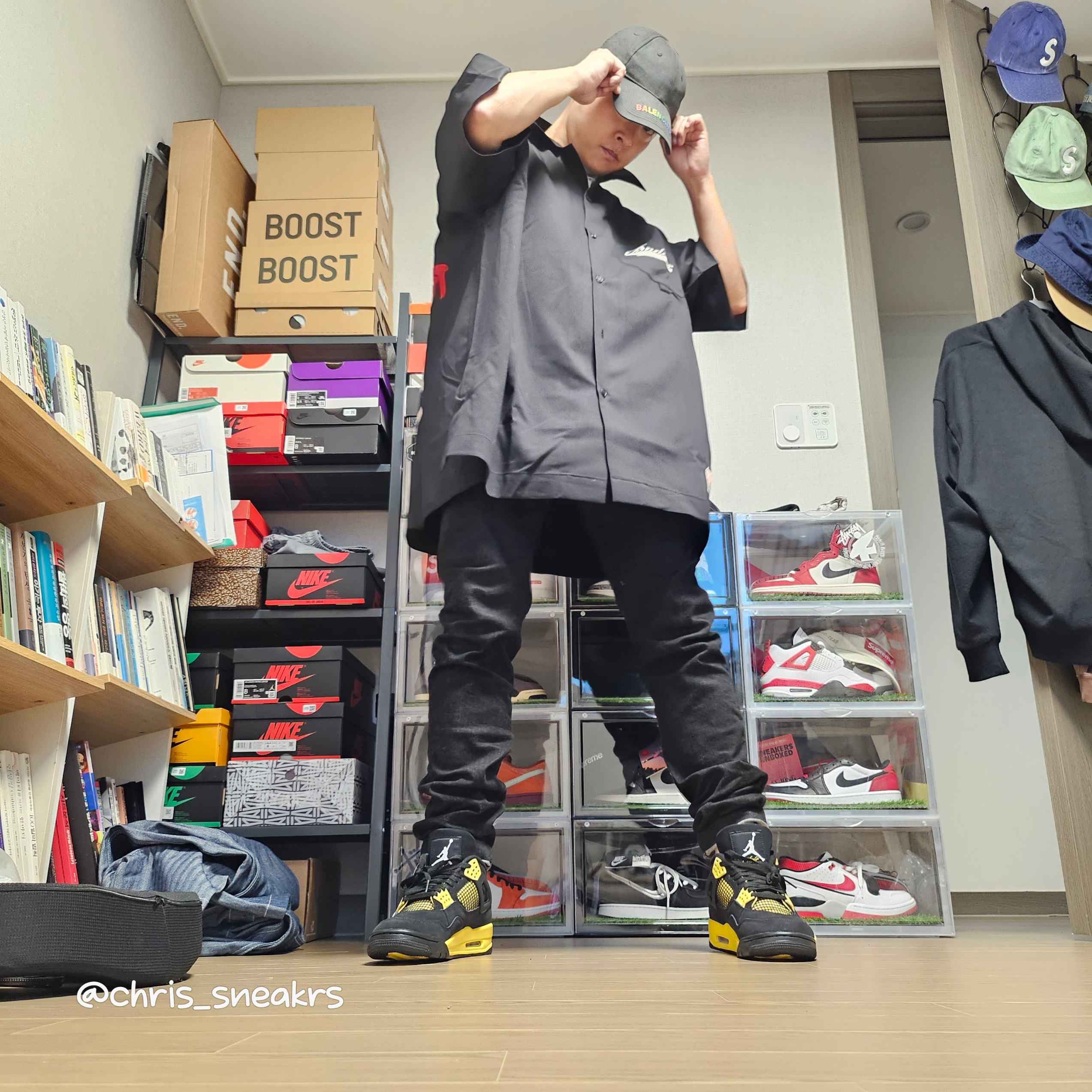 Jordan 4 Retro Thunder 2023, Jordan 3 Retro White Cement Reimagined 착용 스타일 - 4
