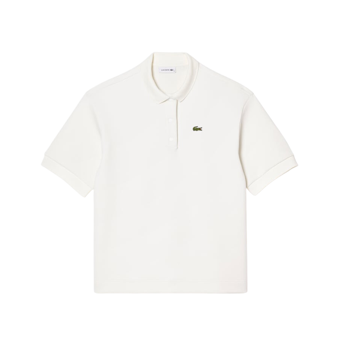 (W) Lacoste Double Faced Pique Oversized Polo White 상세 이미지 1