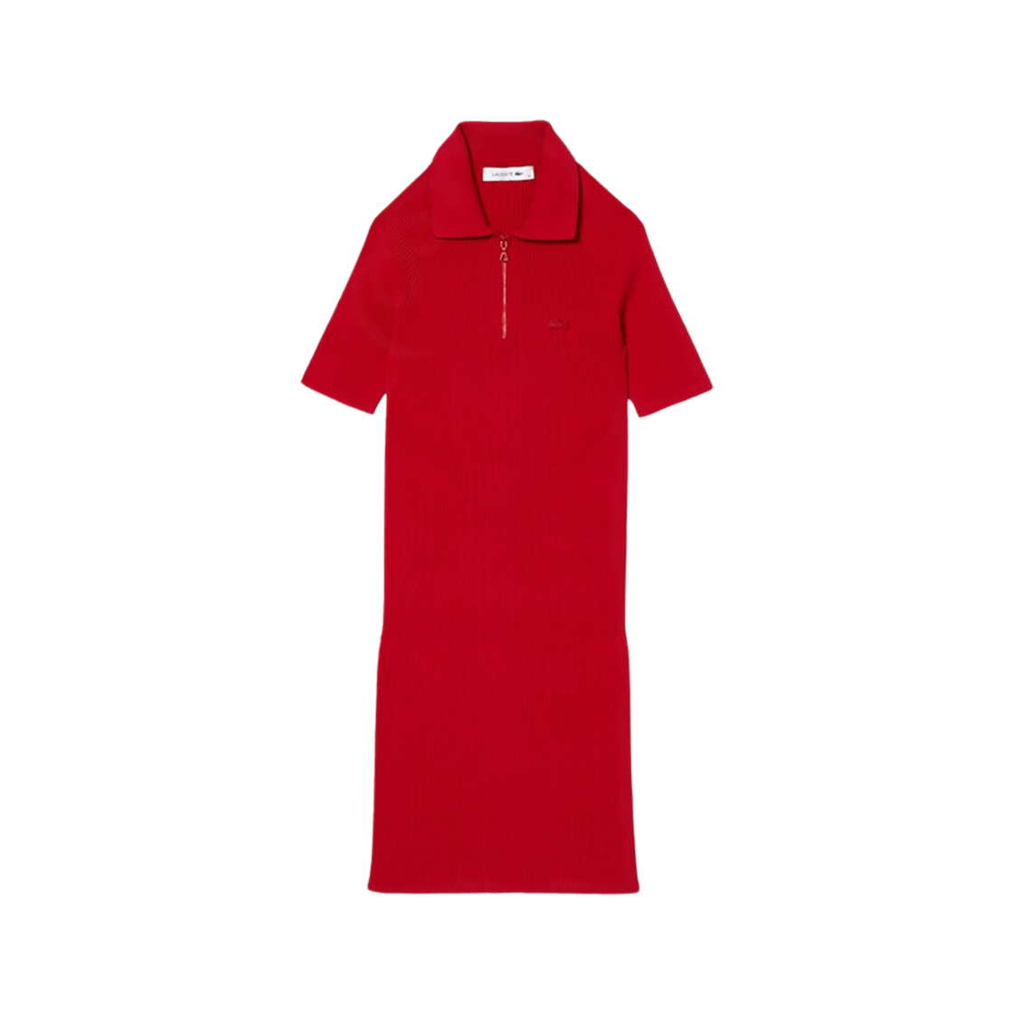 (W) Lacoste Slim-Fit Ribbed Sweater Dress Red 상세 이미지 1