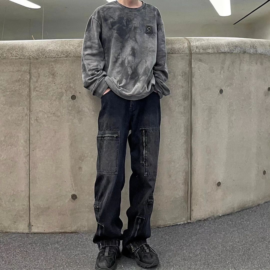 Thevinylhouse Flight Denim Pants Black 착용 스타일 - 1