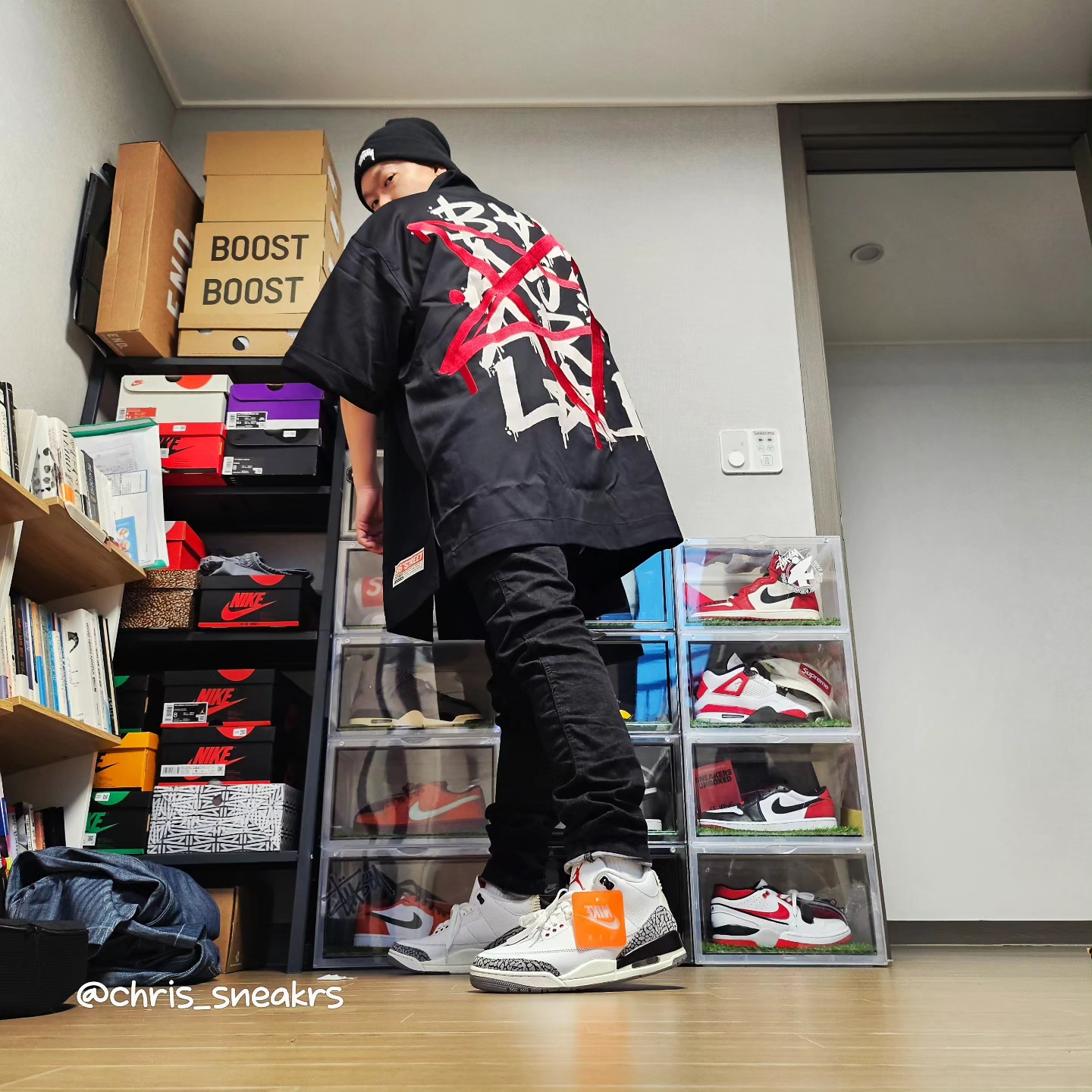 Jordan 4 Retro Thunder 2023, Jordan 3 Retro White Cement Reimagined 착용 스타일 - 3