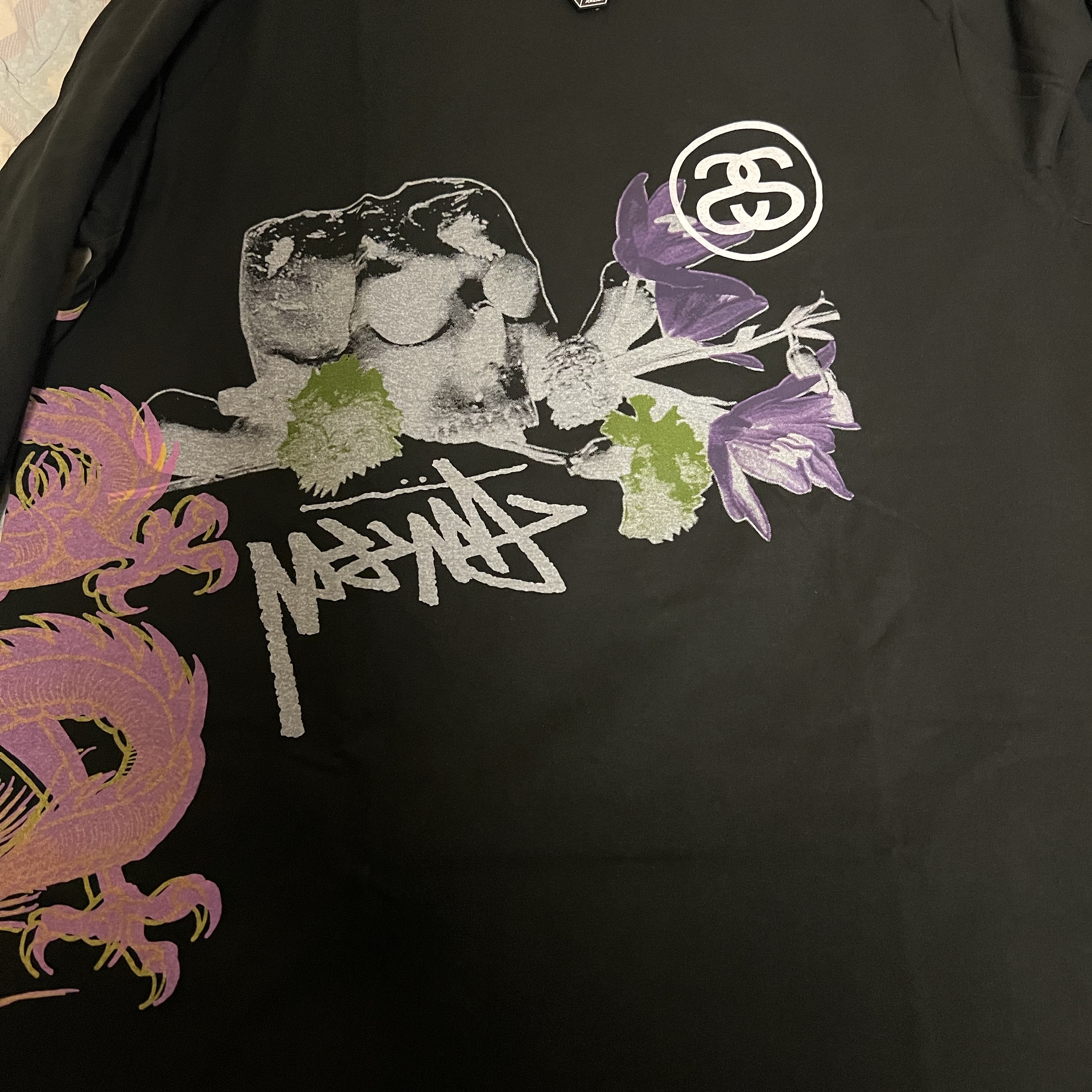 Stussy Strike Pigment Dyed LS T-Shirt Black 착용 스타일 - 2