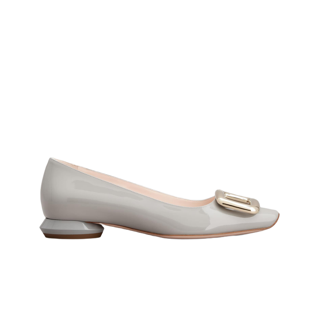 (W) 로저 비비에 비브 쇼크 메탈 버클 발레리나 플랫 레더 그레이((W) Roger Vivier Viv' Choc Metal Buckle Ballerinas Patent Leather Grey) - 1