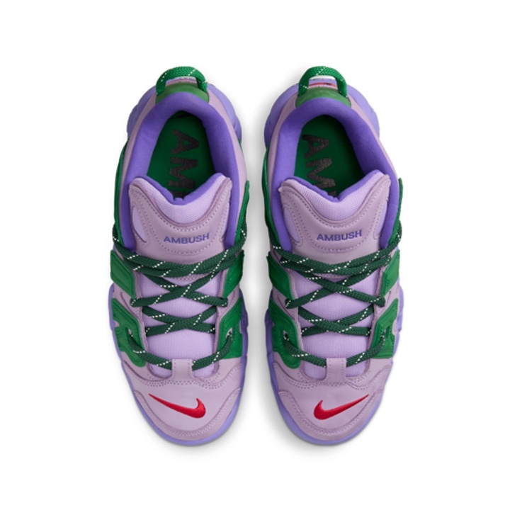 Nike x Ambush Air More Uptempo Low Lilac and Apple Green 착용 스타일 - 4