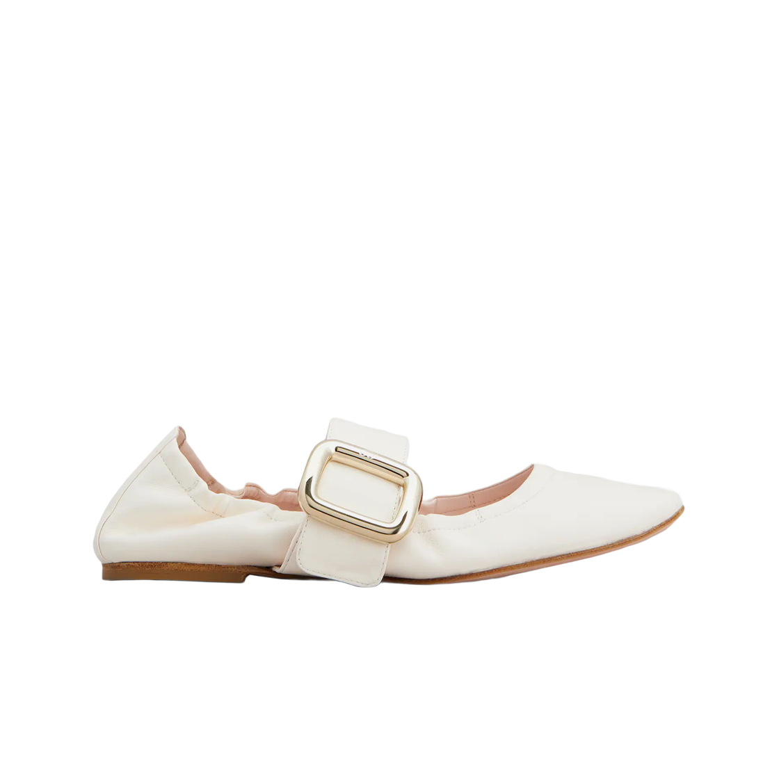 (W) 로저 비비에 비브 쇼크 메탈 버클 베이비 발레리나 레더 오프 화이트((W) Roger Vivier Viv Choc Metal Buckle Babies Ballerinas Leather Off White) - 1