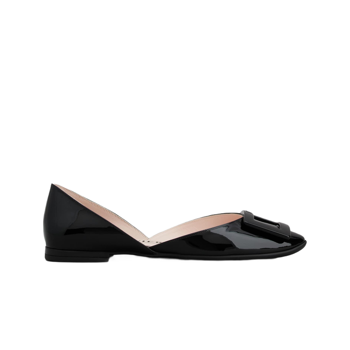 (W) 로저 비비에 도르세이 래커드 버클 발레리나 플랫 페이턴트 레더 블랙((W) Roger Vivier Dorsay Lacquered Buckle Ballerinas Patent Leather Black) - 1