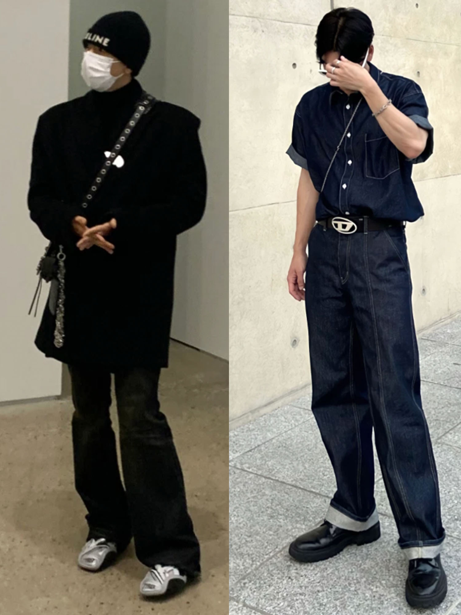 Our Legacy Ladon Brass Keychain Matte Nickel, Zara x Rhuigi Flared Jeans Medium Blue 착용 스타일 - 3