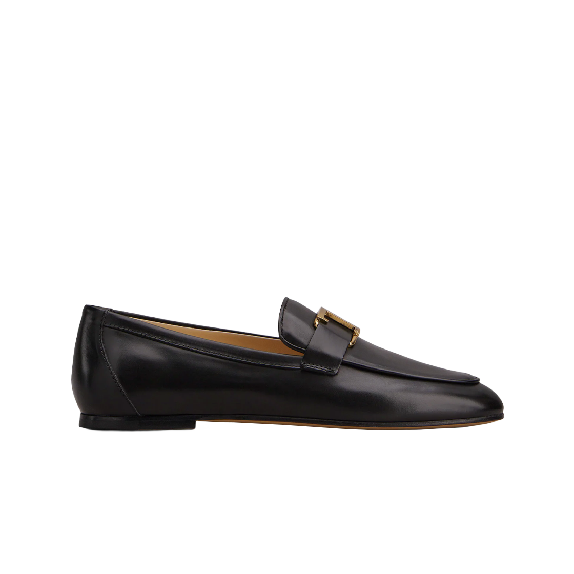 (W) 토즈 레더 T 타임리스 레더 로퍼 블랙((W) Tod’s T Timeless Leather Loafers Black)