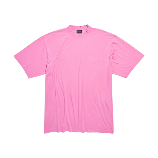 발렌시아가 미디움 핏 티셔츠 핑크