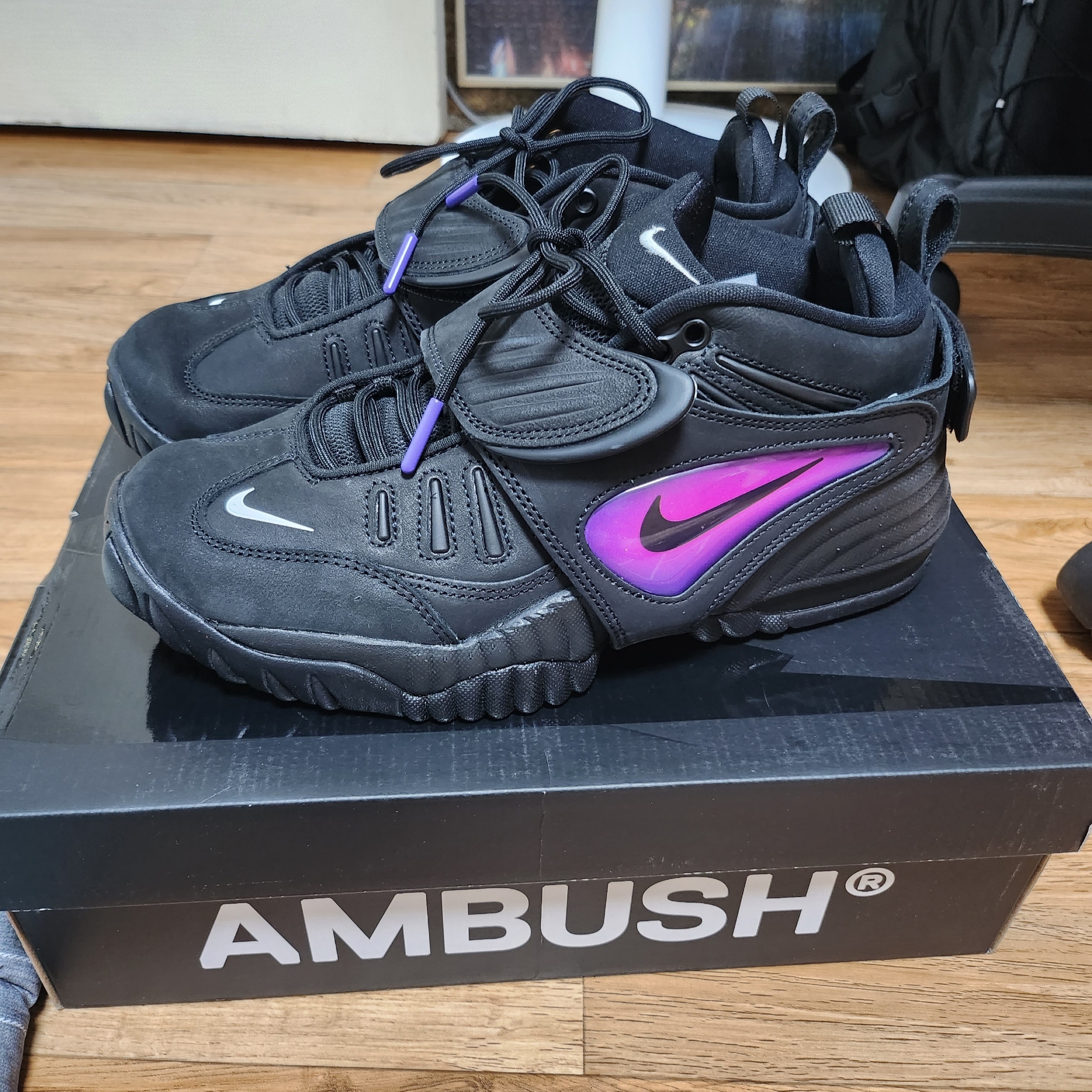 Nike x Ambush Air Adjust Force SP Black and Psychic Purple 착용 스타일 - 1