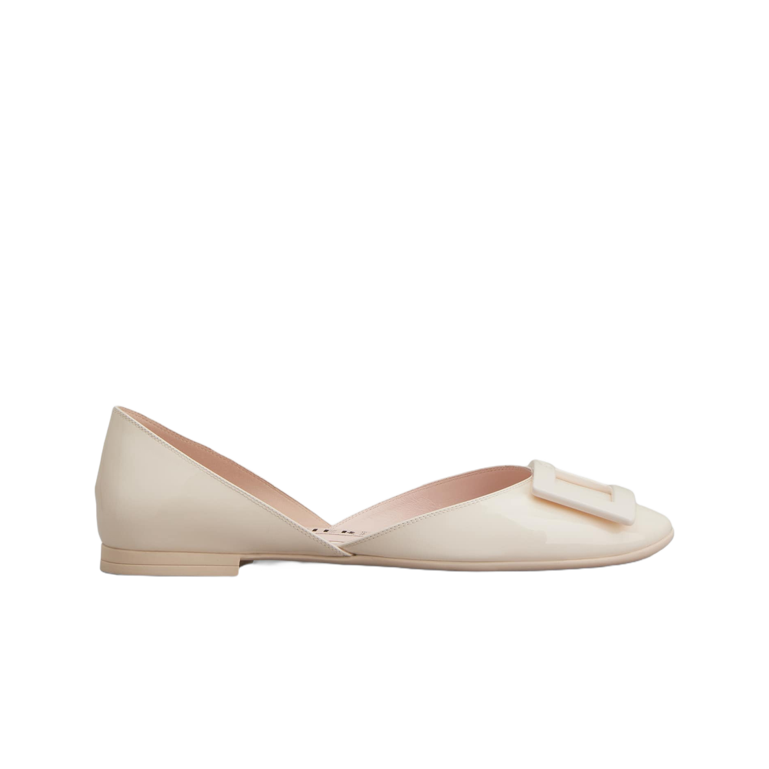 (W) 로저 비비에 도르세이 래커드 버클 발레리나 플랫 페이턴트 레더 오프 화이트((W) Roger Vivier Dorsay Lacquered Buckle Ballerinas Patent Leather Off White) - 1