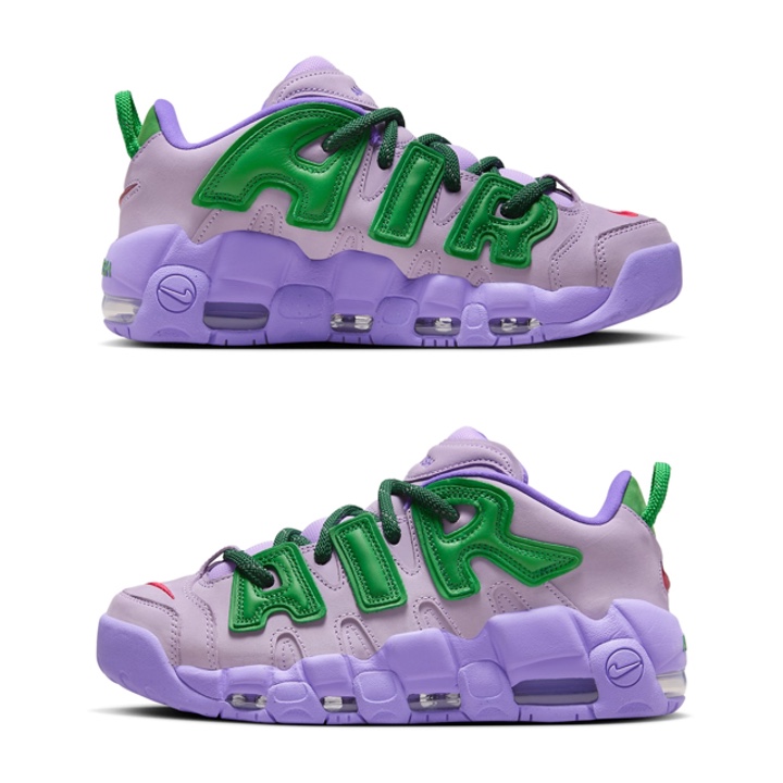 Nike x Ambush Air More Uptempo Low Lilac and Apple Green 착용 스타일 - 3