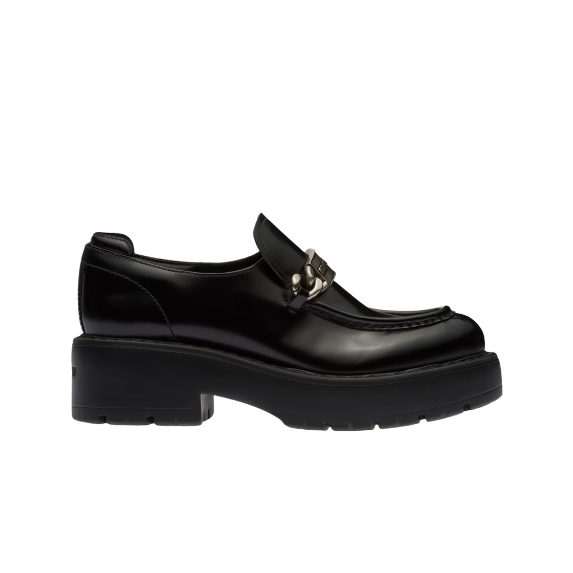 (W) 미우 미우 레더 로퍼 블랙