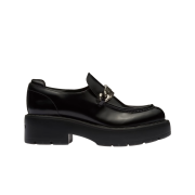 (W) Miu Miu Leather Loafers Black