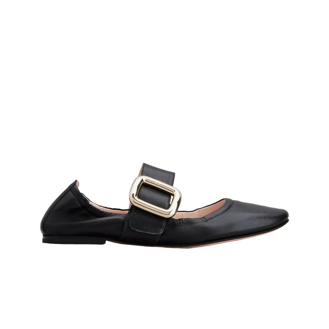 (W) 로저 비비에 비브 쇼크 메탈 버클 베이비 발레리나 레더 블랙((W) Roger Vivier Viv Choc Metal Buckle Babies Ballerinas Leather Black) - 1
