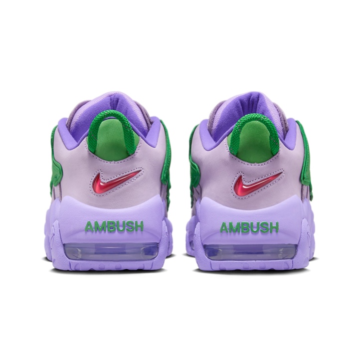 Nike x Ambush Air More Uptempo Low Lilac and Apple Green 착용 스타일 - 5