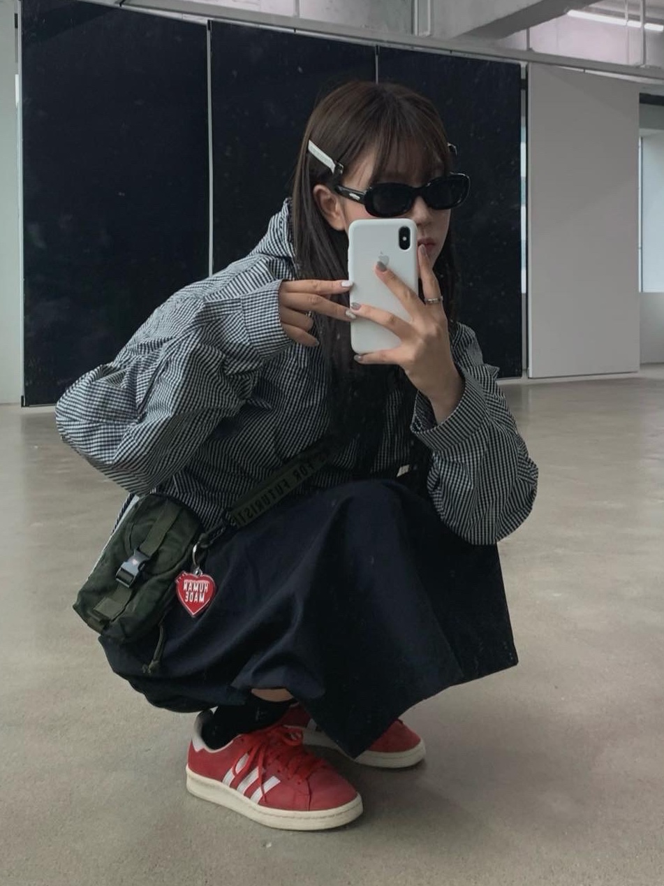 Human Made Military Pouch #3 Olive Drab, Human Made Heart Keyring Red 착용 스타일 - 2
