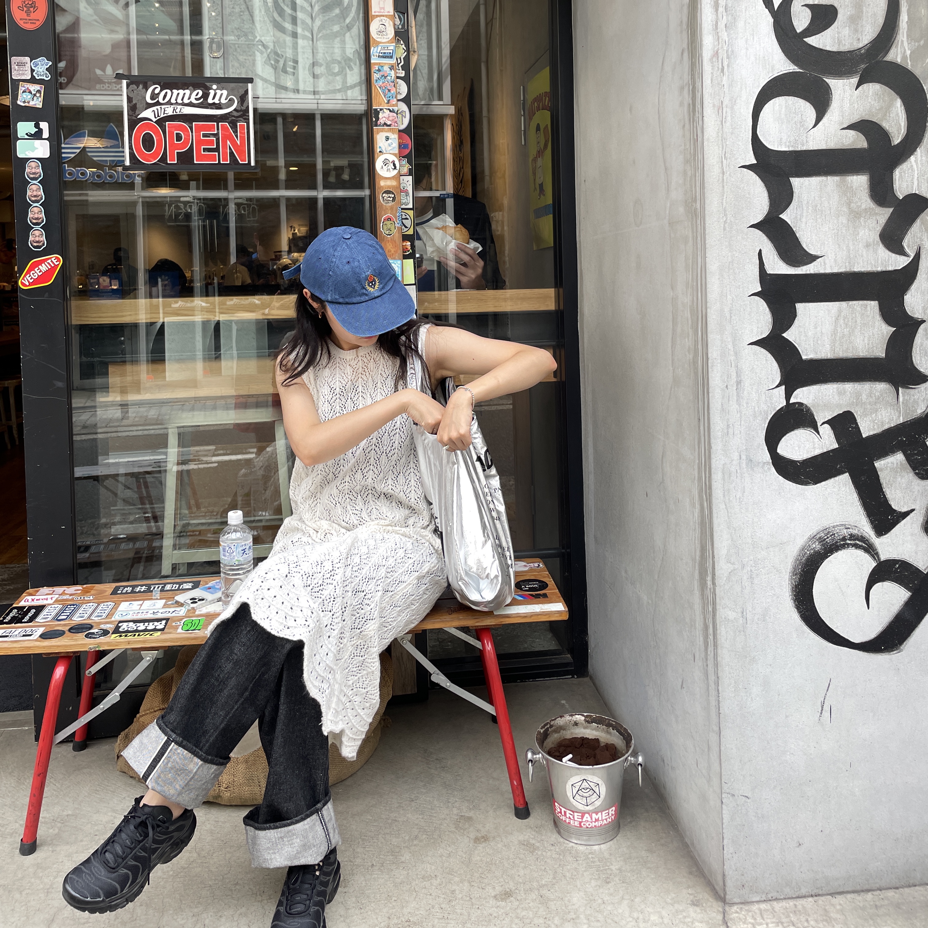Heritage Floss Crest Twill Washed Cap Indigo, Palace Palace Shop Reusable Bag Silver - 22FW 착용 스타일