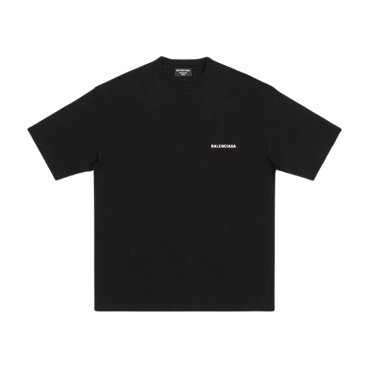 발렌시아가 로고 티셔츠 미디움 핏 블랙