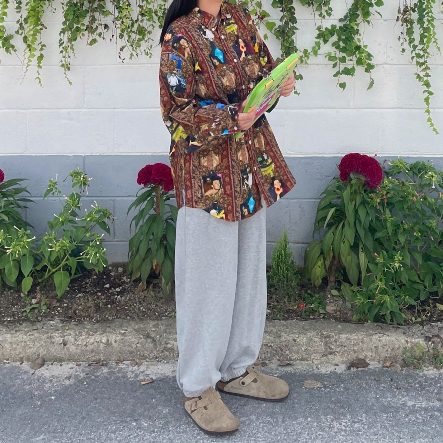 Supreme Mark Leckey Hardcore Printed Corduroy Shirt Multicolor - 23FW, Birkenstock Boston Soft Footbed Taupe - Regular 착용 스타일 - 2