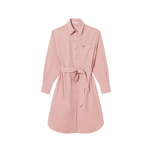 (W) 라코스테 가먼트 다이드 롱슬리브 셔츠 드레스 핑크