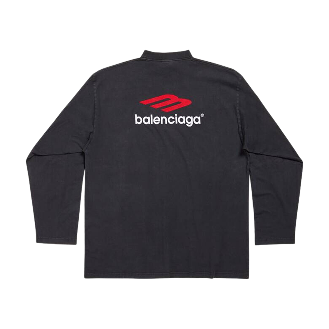 Balenciaga 3B Sports Icon Long Sleeve T-Shirt Oversized Black Faded 상세 이미지 2