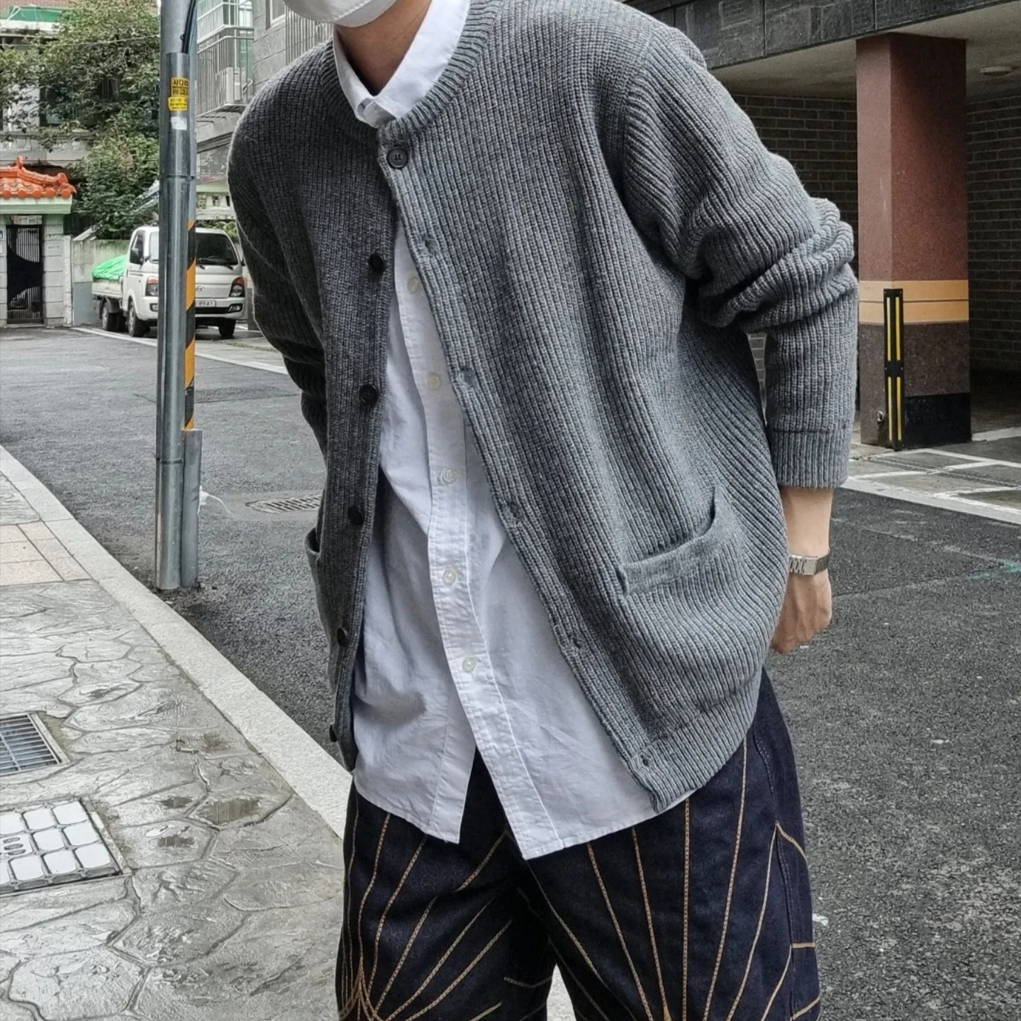 Balenciaga Steroid Derby Black, Thug Club Chain Stitch Denim Pants Black 착용 스타일 - 3
