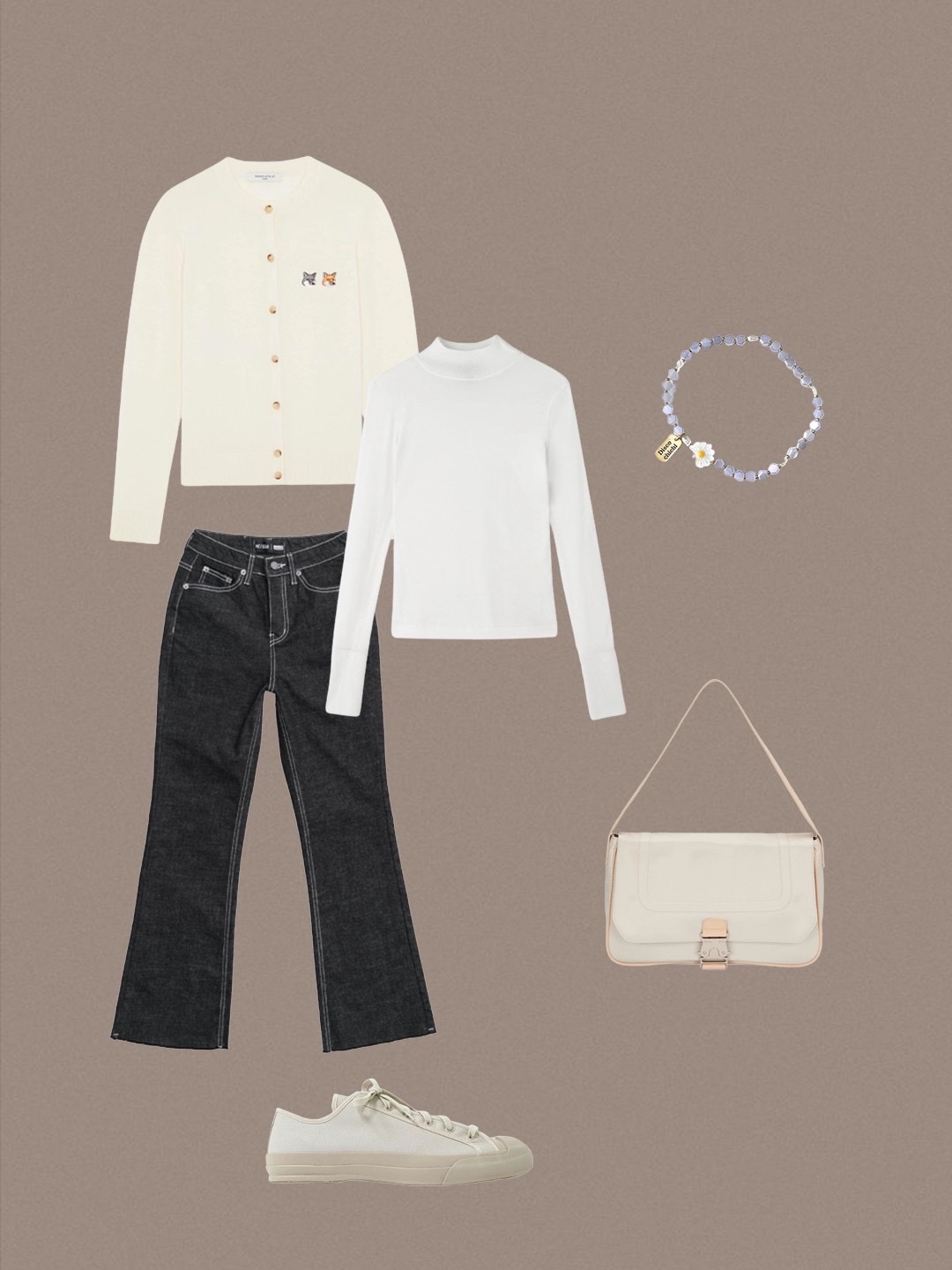 Telfar Small Shopping Bag Cream, (W) Vivienne Westwood Bea Cardigan Indigo 착용 스타일 - 4