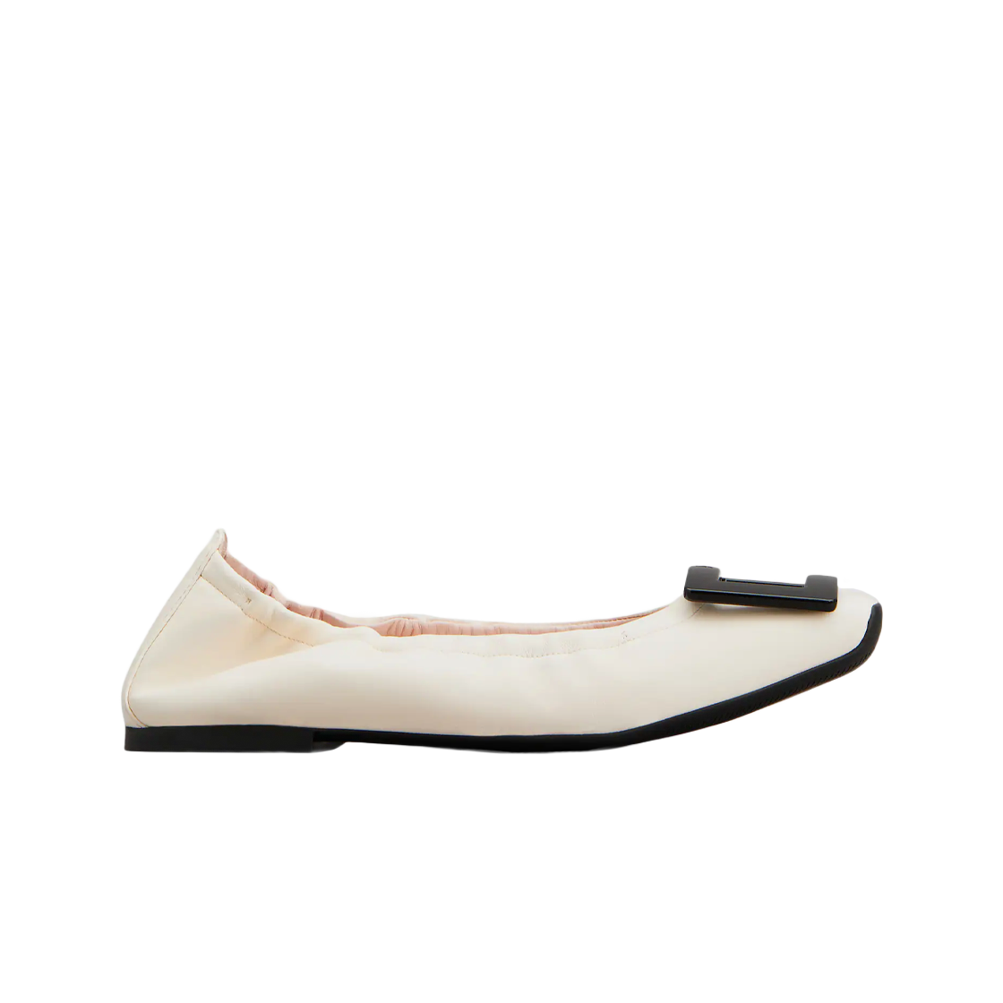 (W) 로저 비비에 비브 포켓 래커드 버클 발레리나 오프 화이트((W) Roger Vivier Viv Pocket Lacquered Buckle Ballerinas Off White) - 1