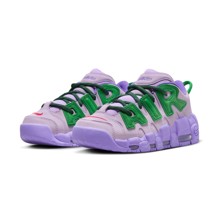 Nike x Ambush Air More Uptempo Low Lilac and Apple Green 착용 스타일 - 2