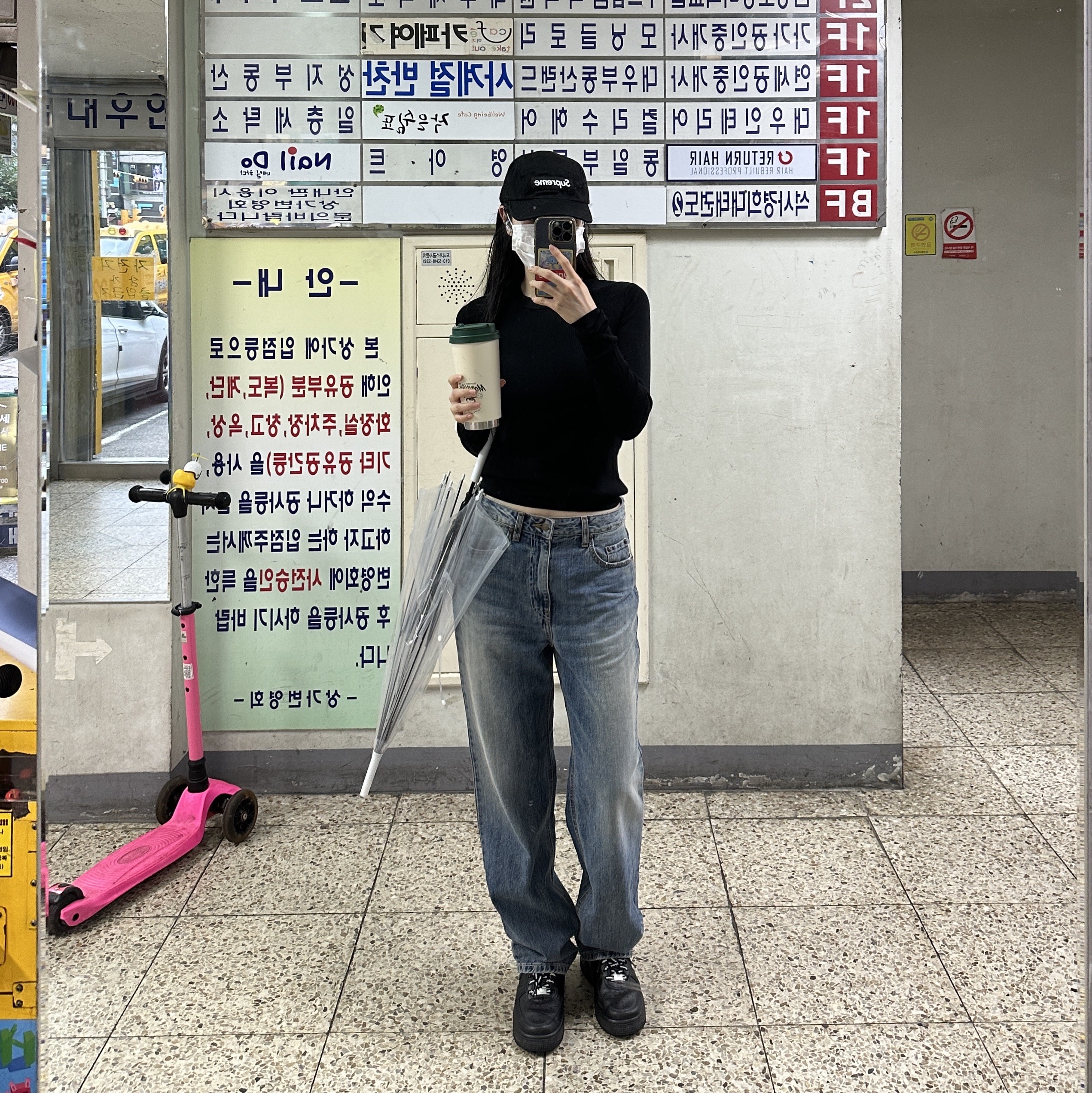 Nike x Supreme Air Force 1 Low Black, Supreme Washed Chino Twill Camp Cap Black 착용 스타일
