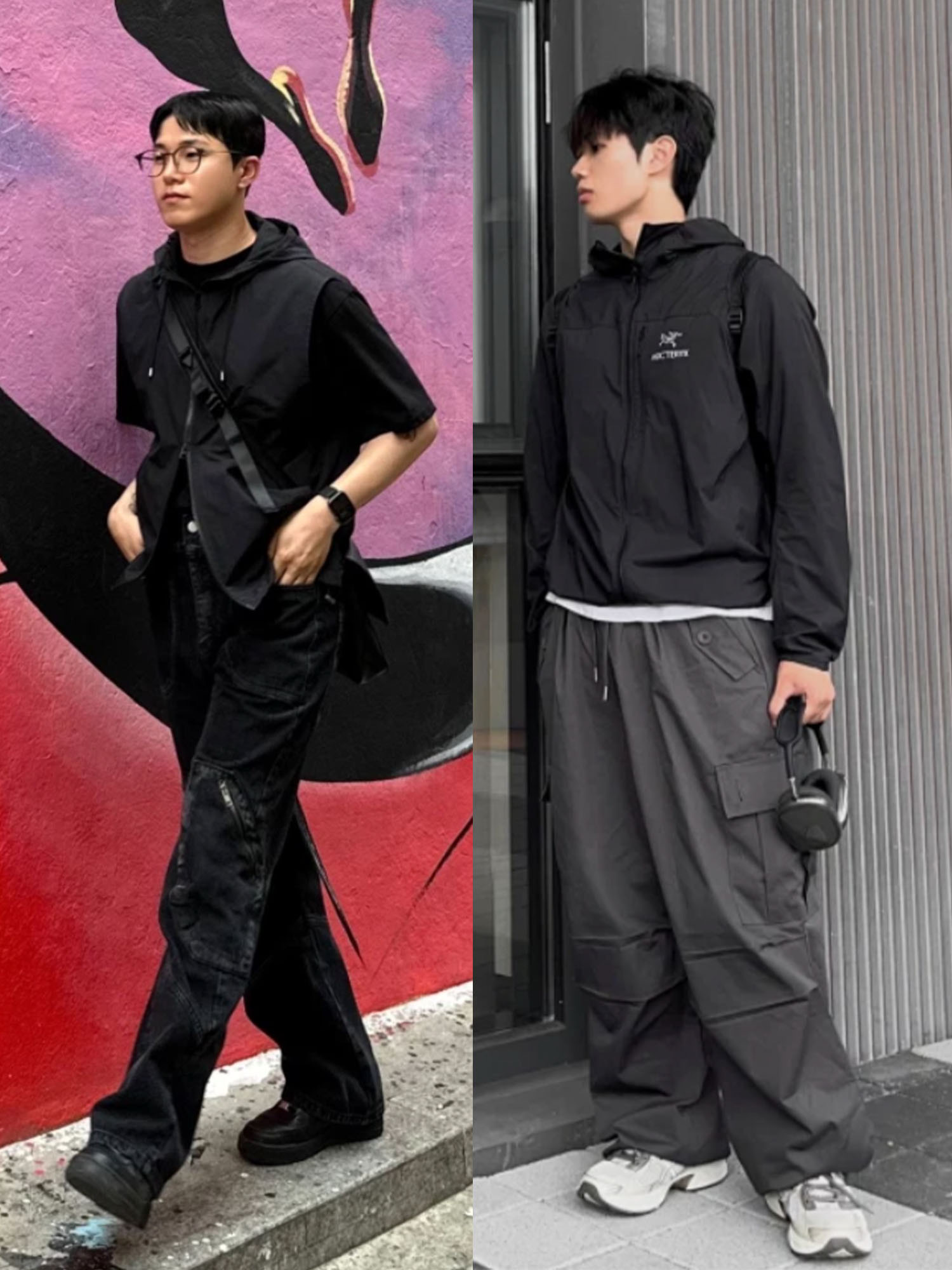 Nike Air Force 1 '07 Low Triple Black, Arc'teryx Squamish Hoody Black 착용 스타일 - 2