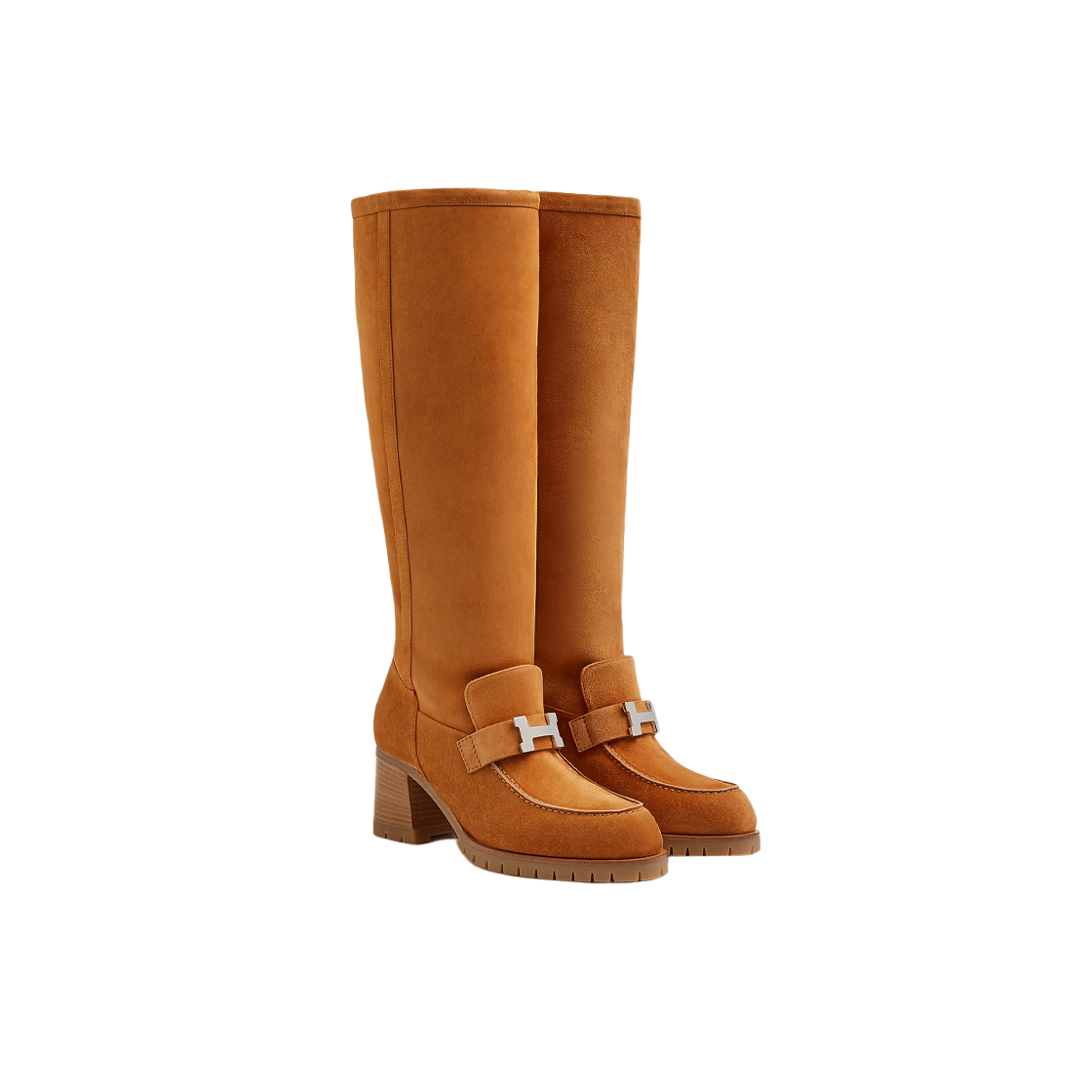 (W) 에르메스 폴리 60 부츠 스웨이드 카프스킨 & 팔라듐 하드웨어 나뛰렐 에크류((W) Hermes Folie 60 Boot Suede Calfskin & Palladium Naturel Ecru) - 2