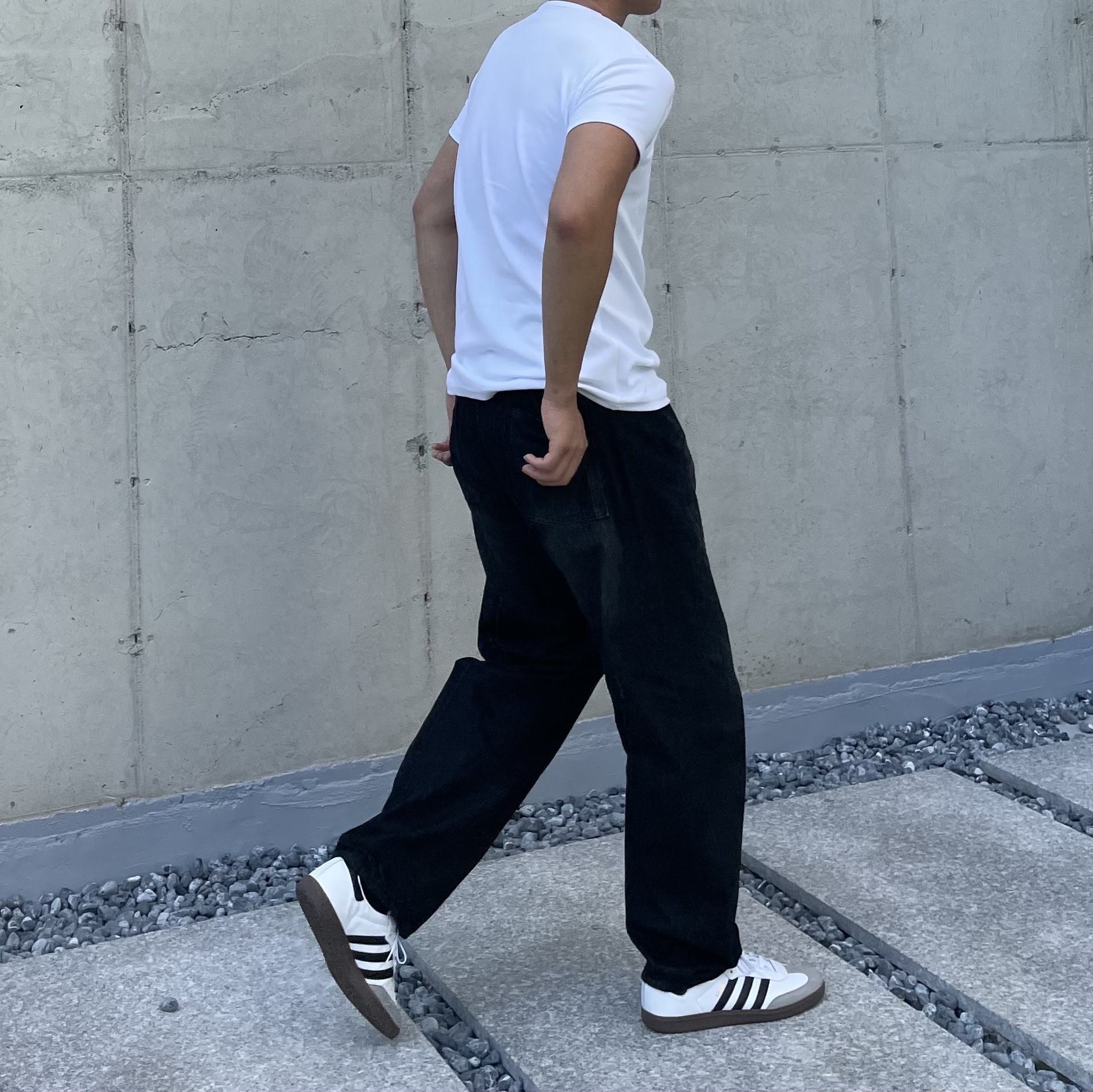 Adidas Samba Vegan White Black 착용 스타일