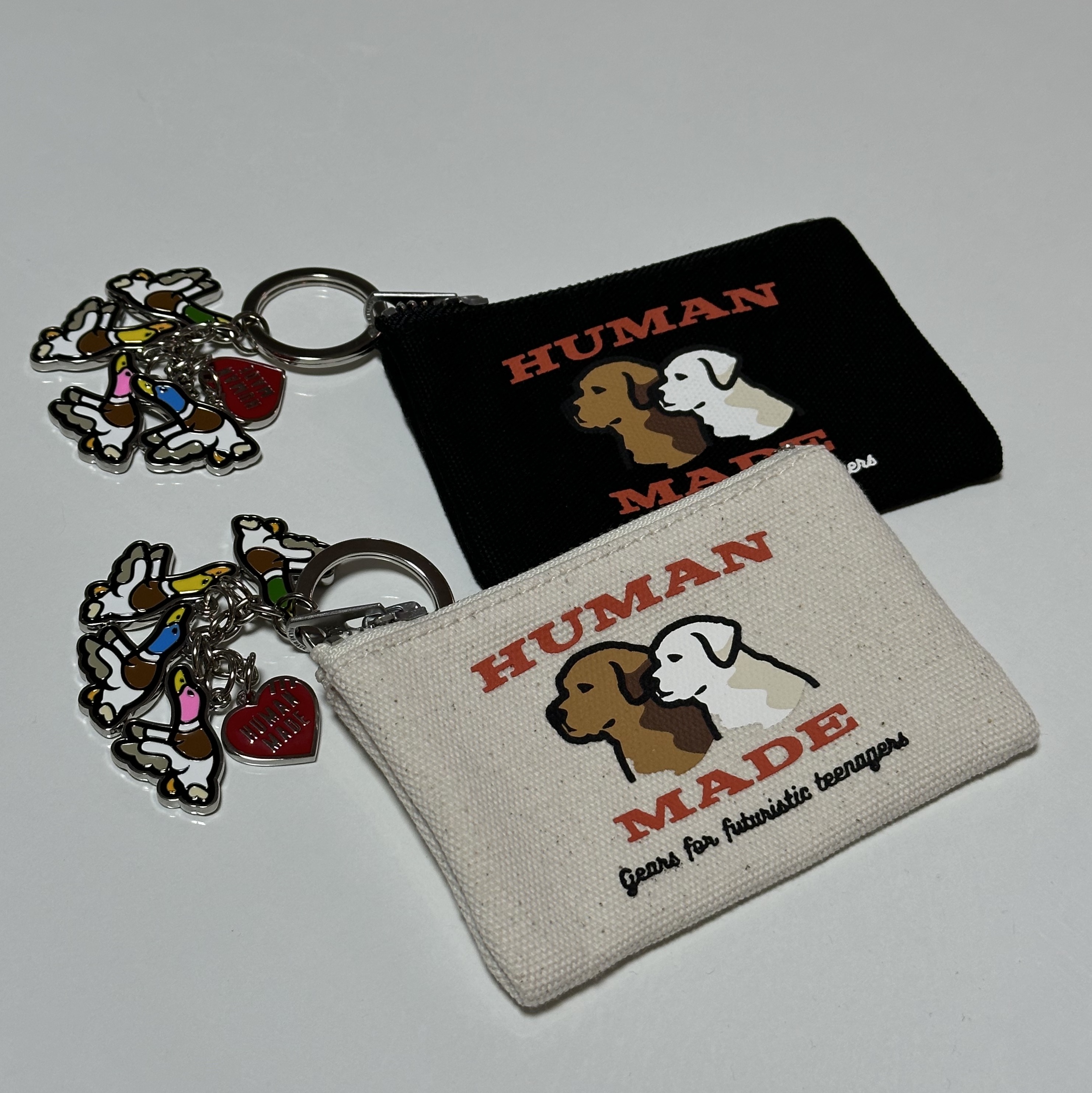 Human Made Card Case Black, Human Made Flying Duck Keyring Silver 착용 스타일