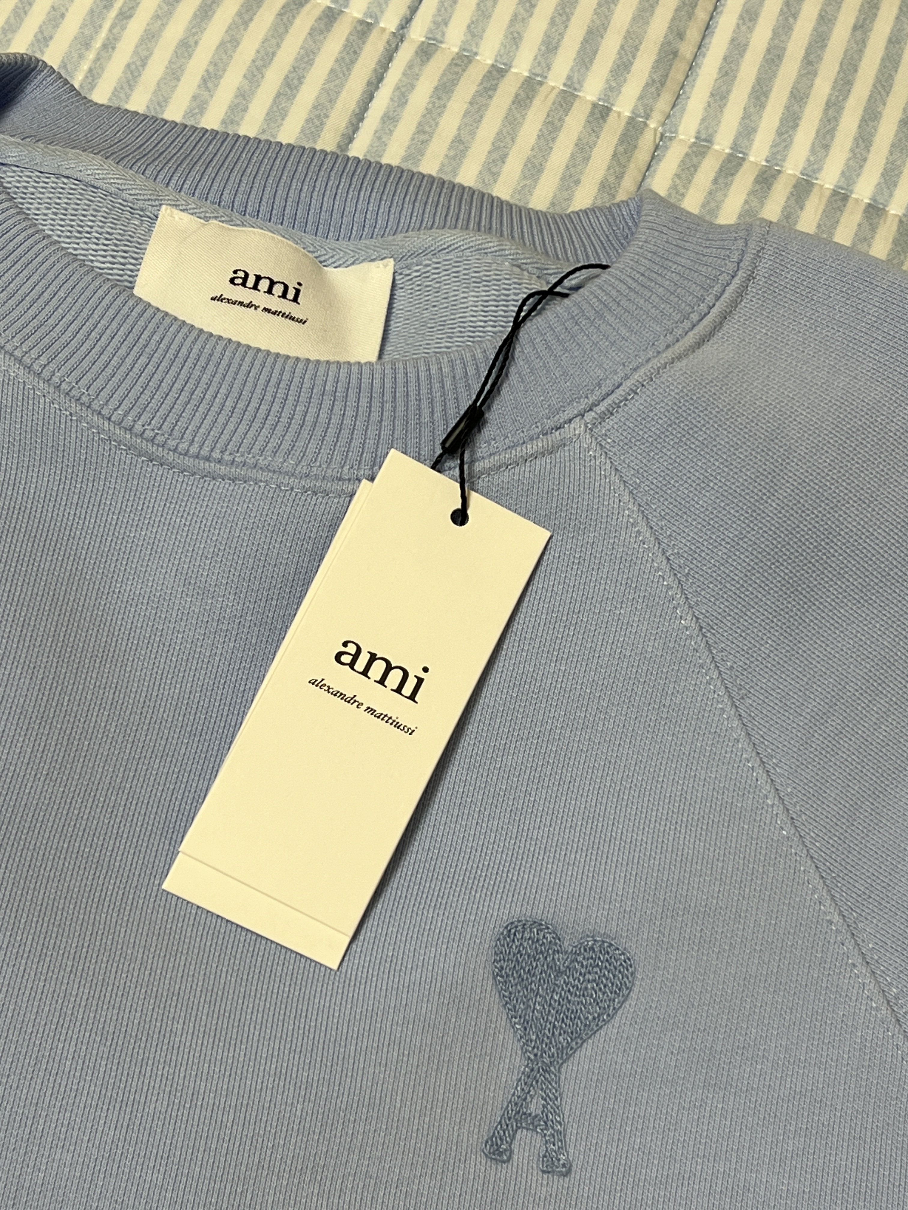 AMI de Coeur Sweatshirt Sky Blue 착용 스타일 - 2
