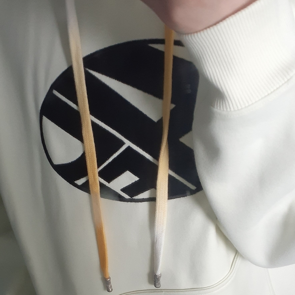 Ader Error Distort Logo Hoodie Lemon 착용 스타일 - 2