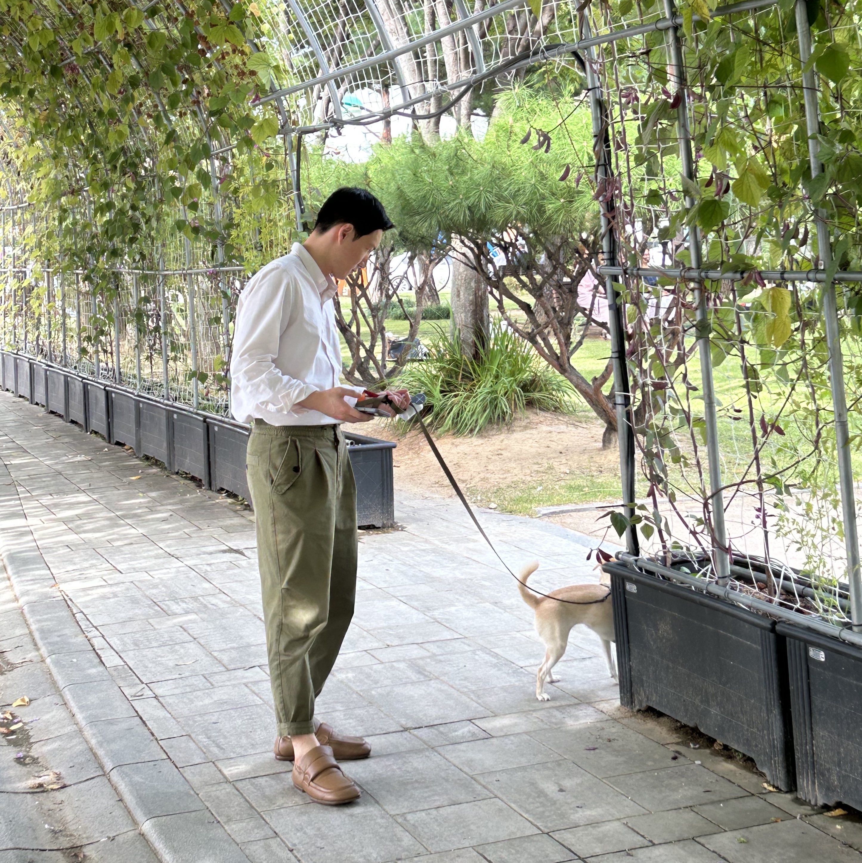 Apple Watch Hermes Series 8 45mm Silver Stainless Steel Case with Single Tour Rose Texas (Korean Ver.), AMI de Coeur Oxford Button Down Shirt Natural White 착용 스타일 - 1