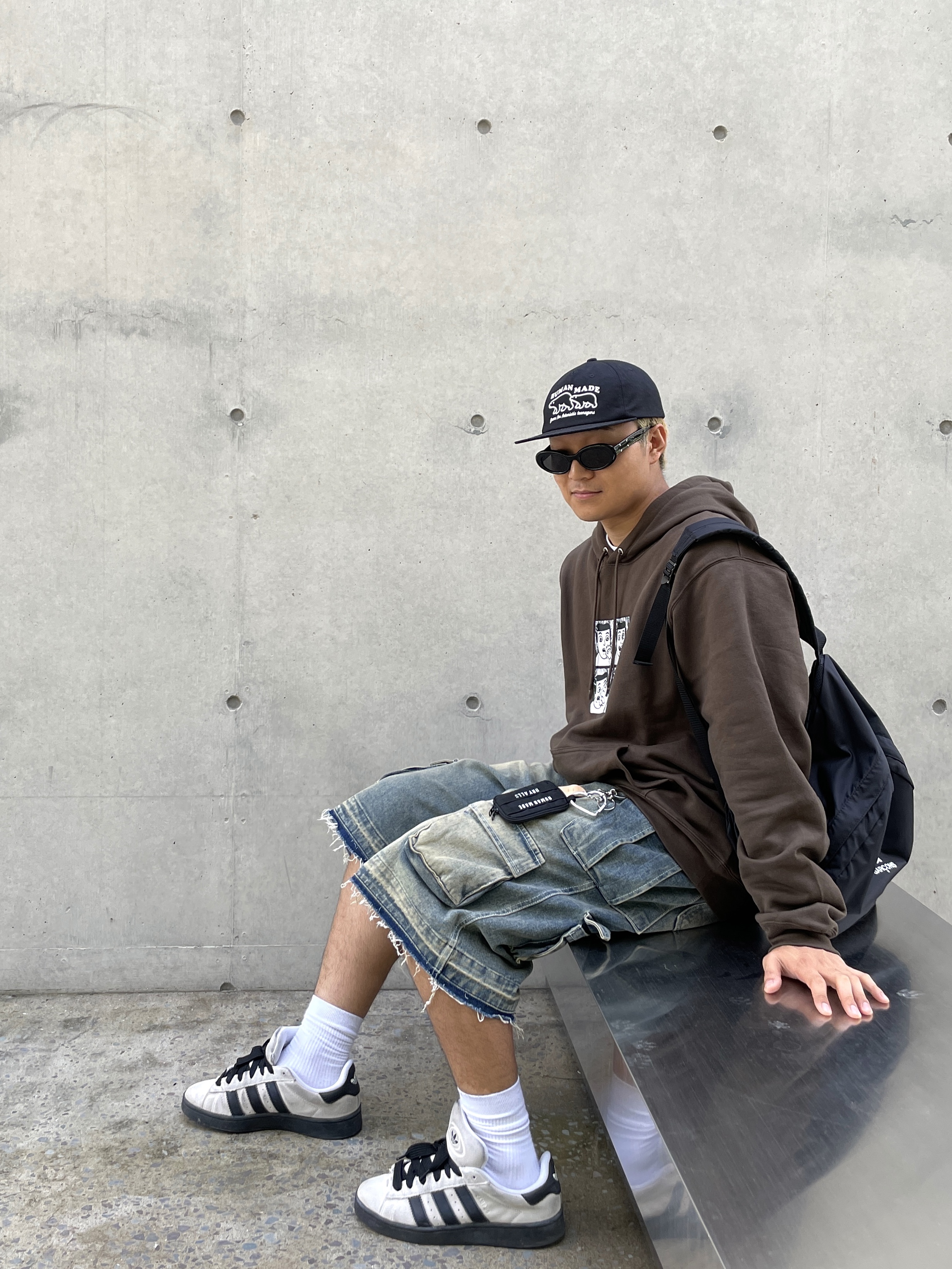 Human Made 5 Panel Cap #2 Black, Human Made Military Card Case Black 착용 스타일 - 4