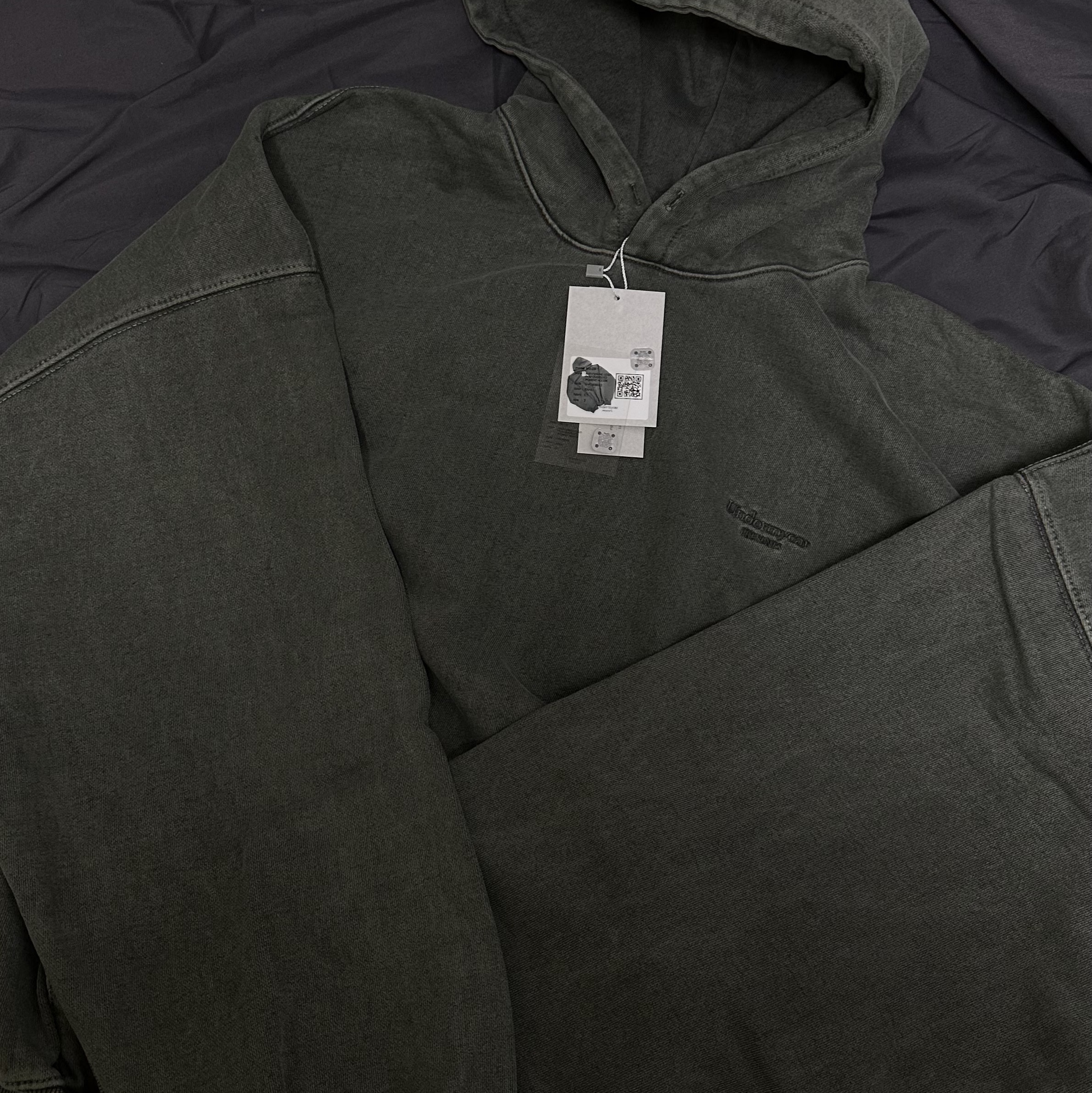 Undermycar Mu.08 Anti Fxxking Logo Play Oversized Pigment Hoodie Khaki 착용 스타일
