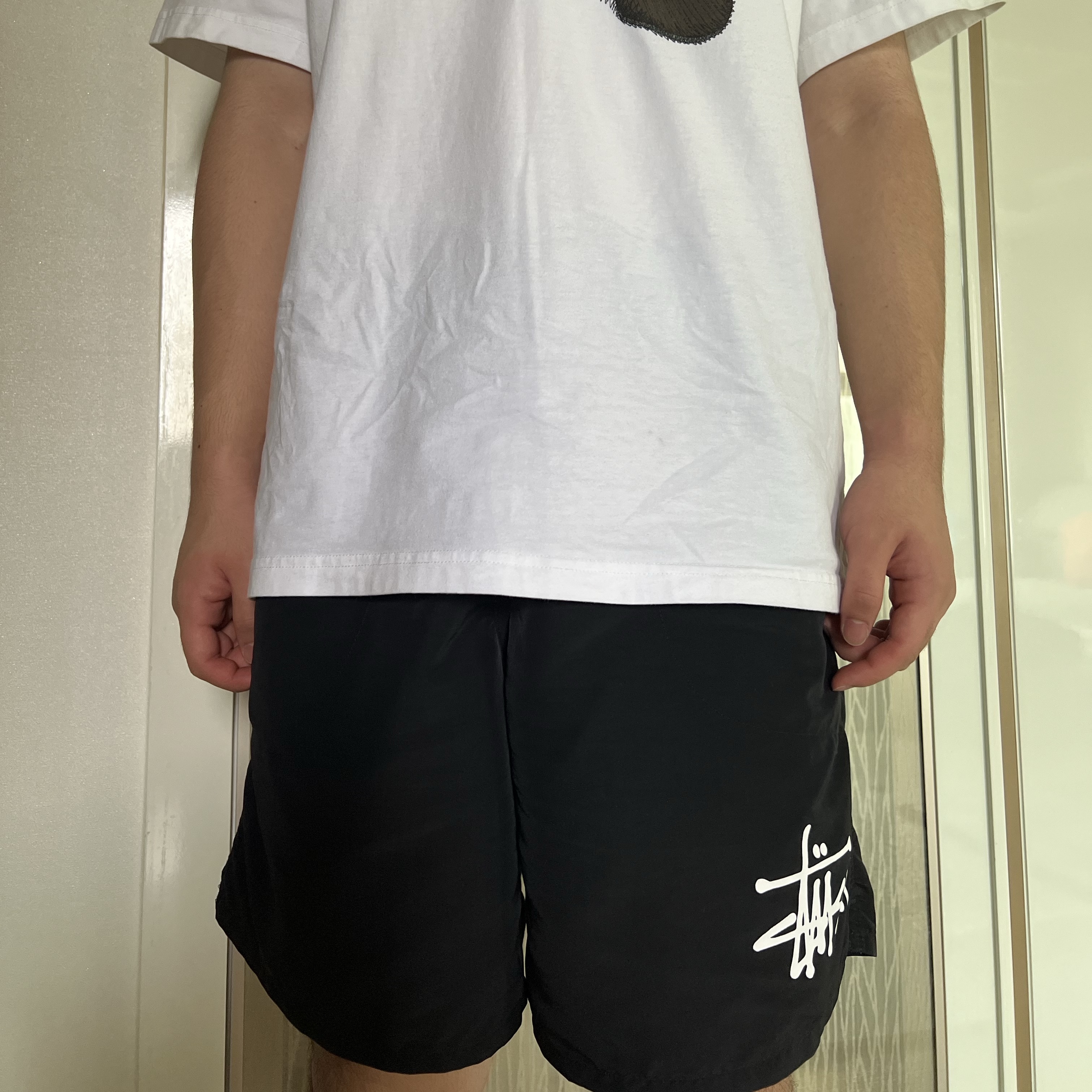 Stussy Big Basic Water Shorts Black 착용 스타일